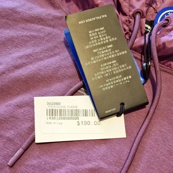 RLX Ralph Lauren Cloud Fleece‎ Hoodie - Womens - Size Small - Purple - Picture 7 of 7